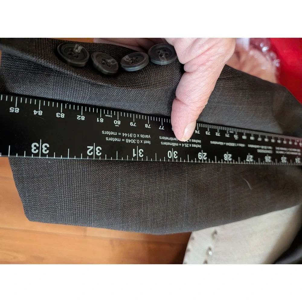 VTG Laure Ralph Lauren Suit 44R XL 38x30 Brown Blue Glen Check 100% Wool